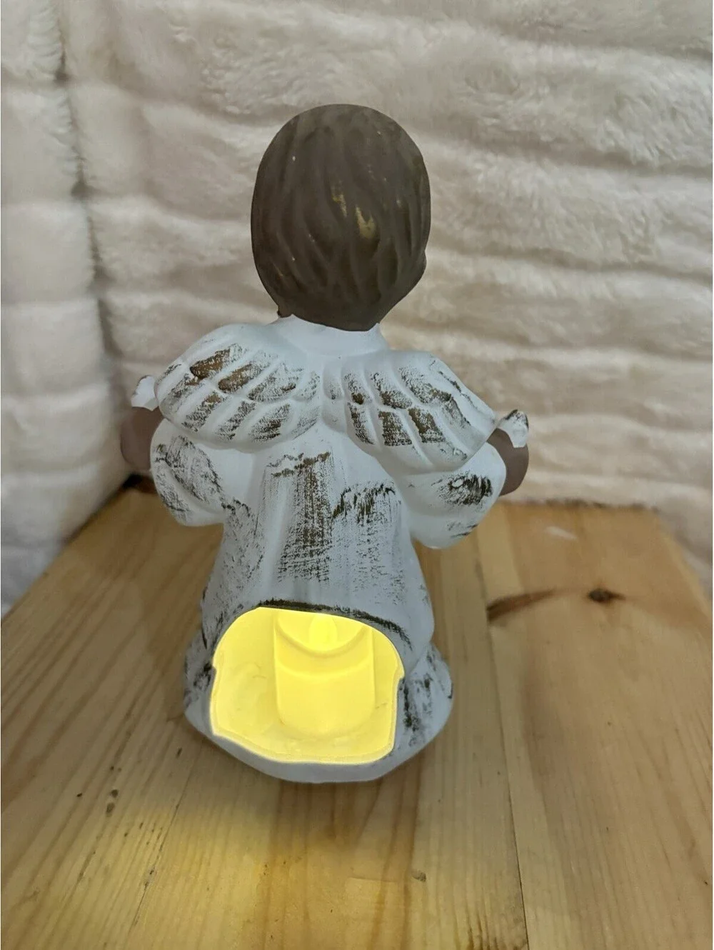 Vintage Ceramic Angel Duo Tea Light Candle Christmas Around the World Starshine